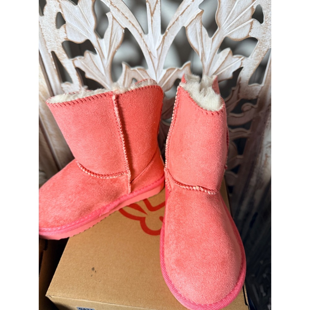 Livboots Kids Winter Boots Gray Salmon Pink Faux Fur Lined Toddler Size 10-11 - Picture 3 of 9